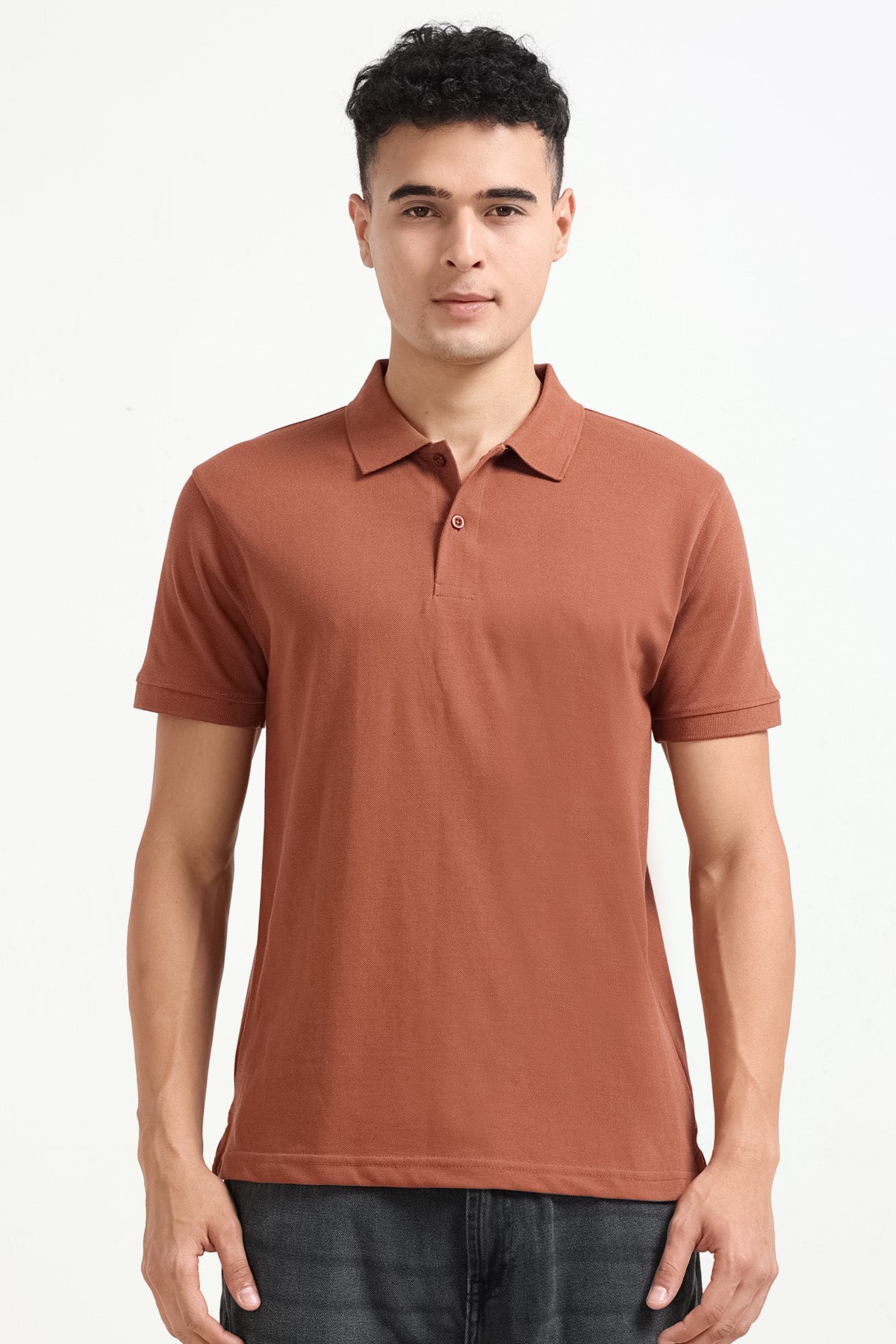 Orange Solid Regular Fit Polo T-Shirt for Men - Image 2