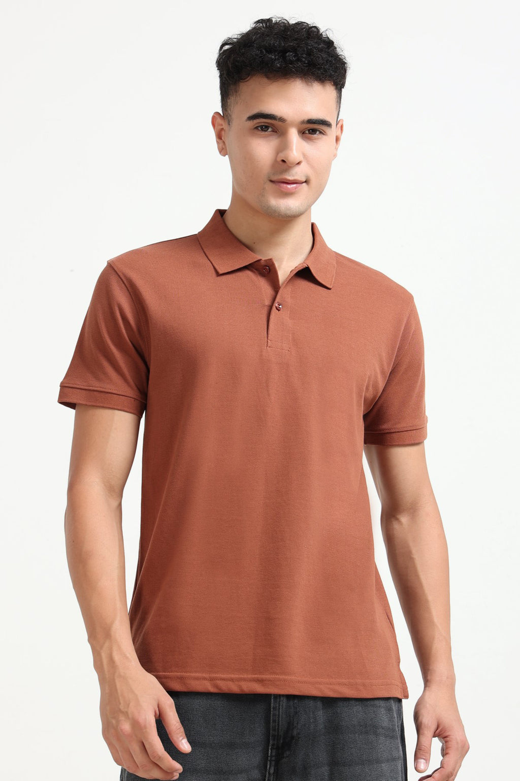 Orange Solid Regular Fit Polo T-Shirt for Men - Image 4