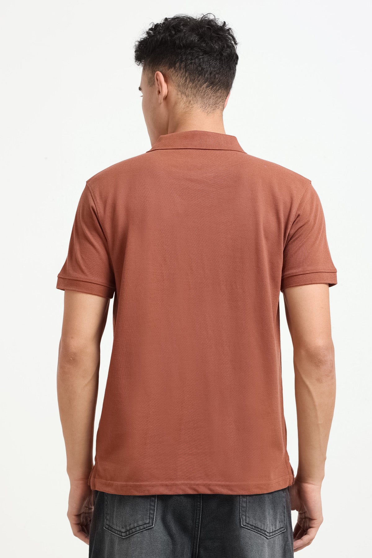 Orange Solid Regular Fit Polo T-Shirt for Men - Image 5