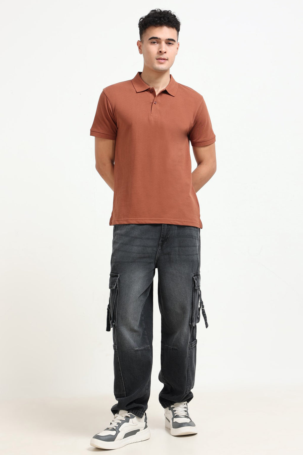 Orange Solid Regular Fit Polo T-Shirt for Men - Image 6