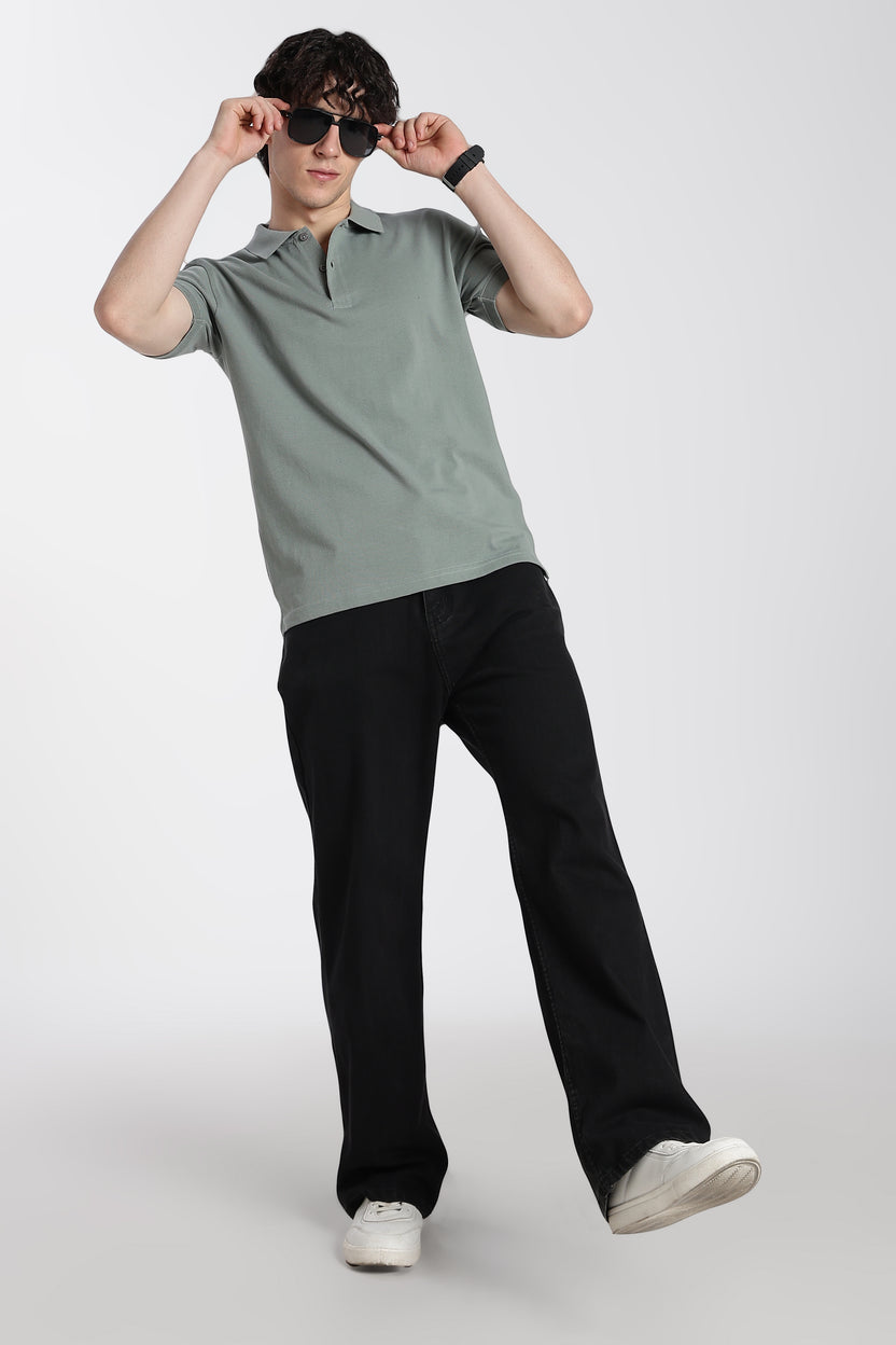 Green Cotton Blend Regular Fit Polo T-Shirt For Men - Image 6