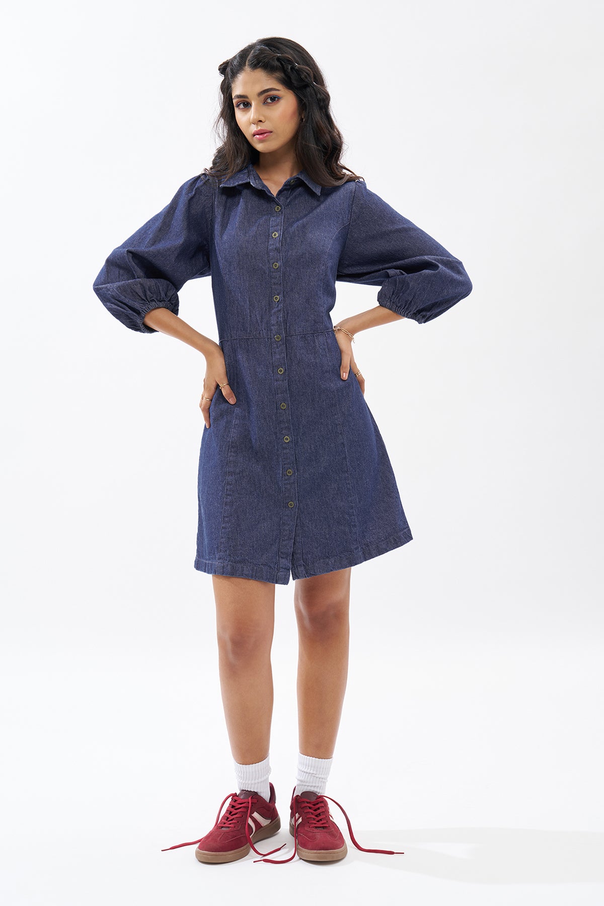 Blue Denim Shirt Dress for Women - Image 2