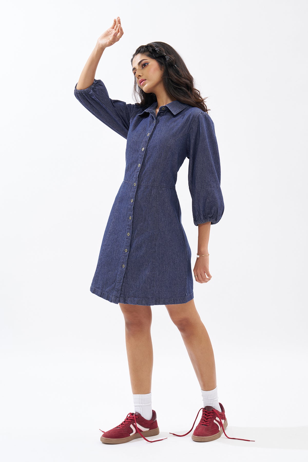 Blue Denim Shirt Dress for Women - Image 4