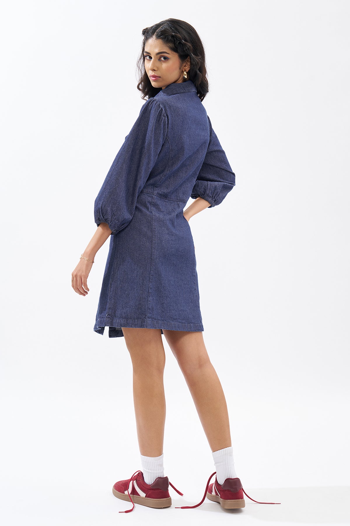 Blue Denim Shirt Dress for Women - Image 5