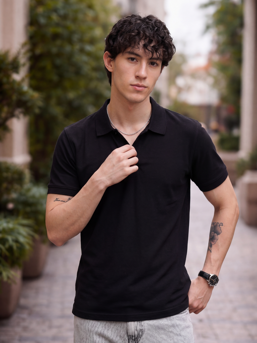 Black Everyday Regular Fit Polo T-Shirt for Men - Image 1