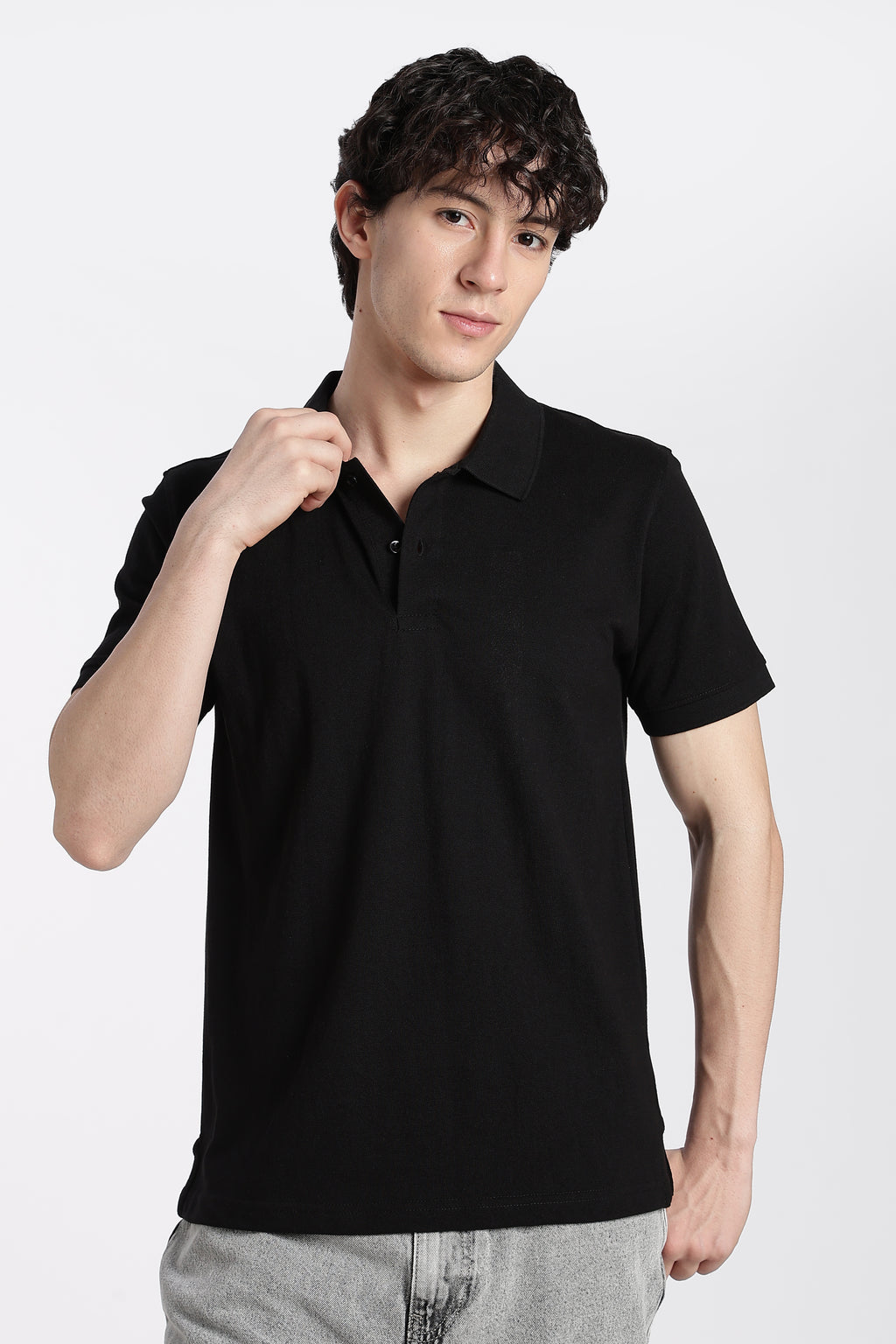 Black Everyday Regular Fit Polo T-Shirt for Men - Image 2