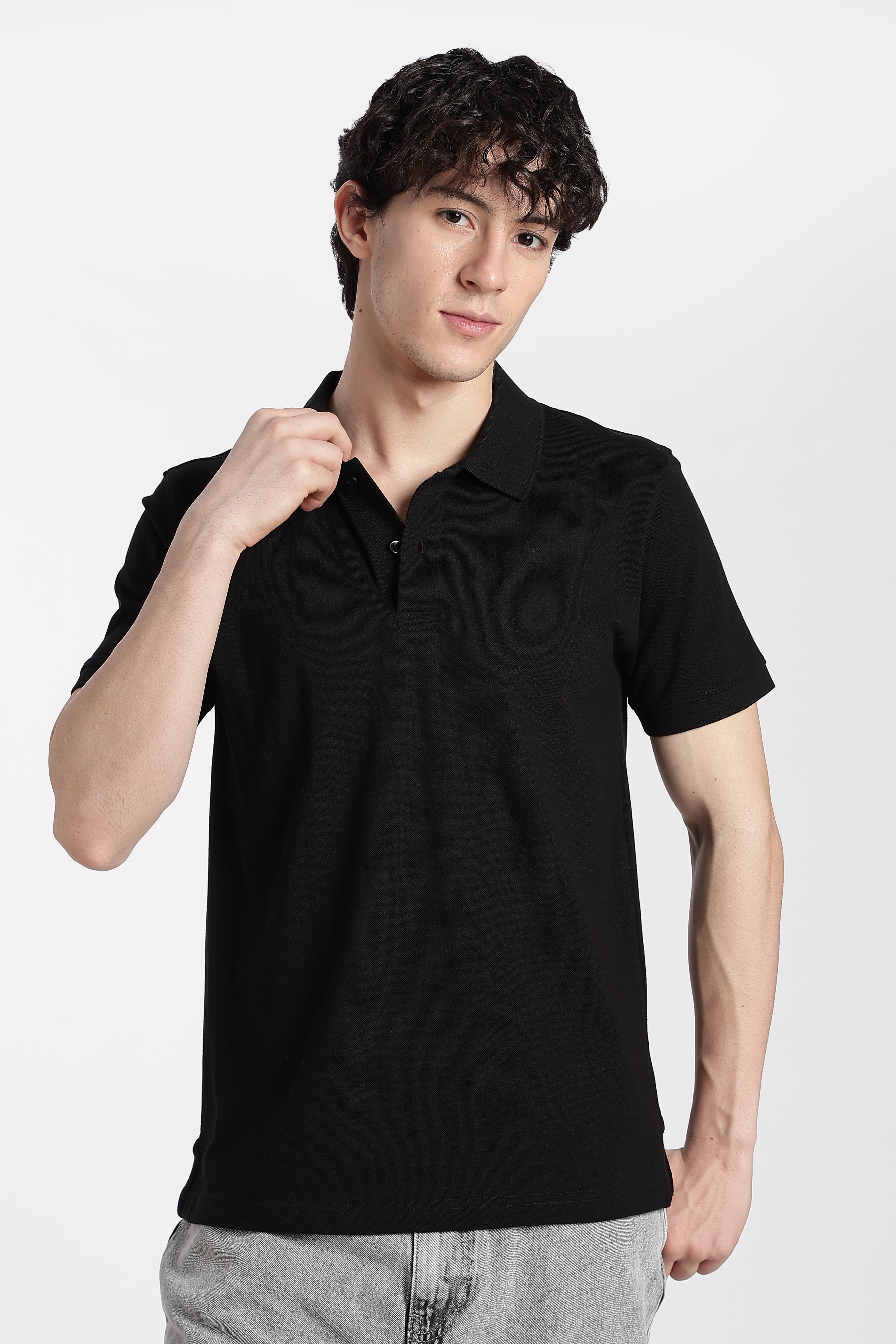 Black Everyday Regular Fit Polo T-Shirt for Men - Image 2