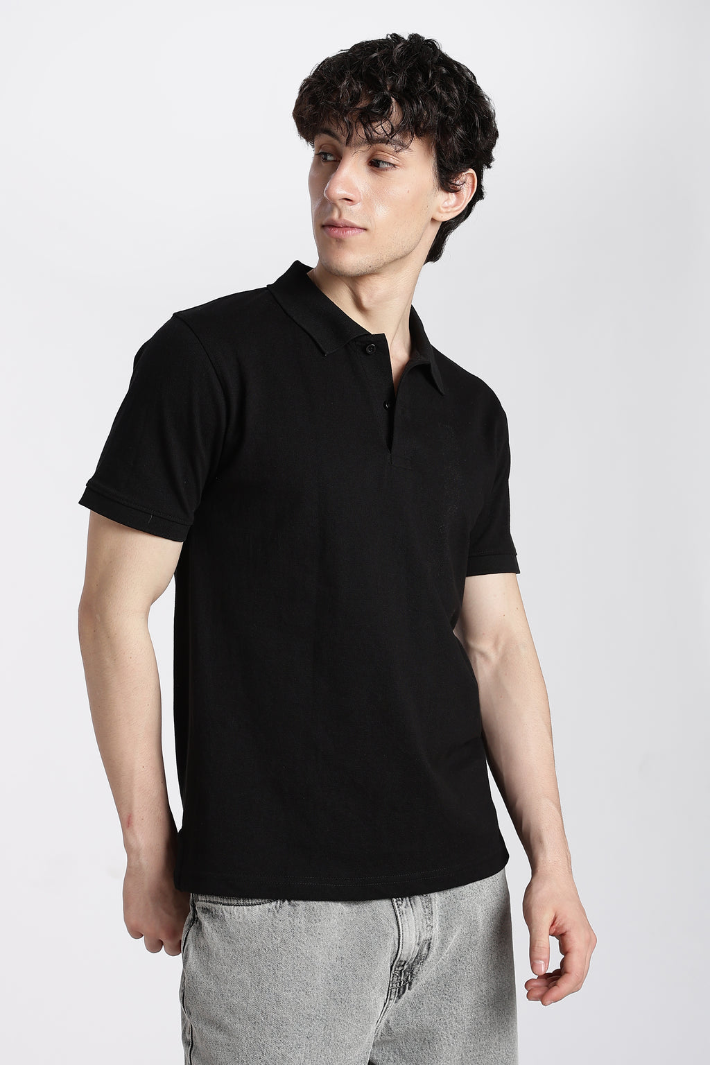 Black Everyday Regular Fit Polo T-Shirt for Men - Image 4