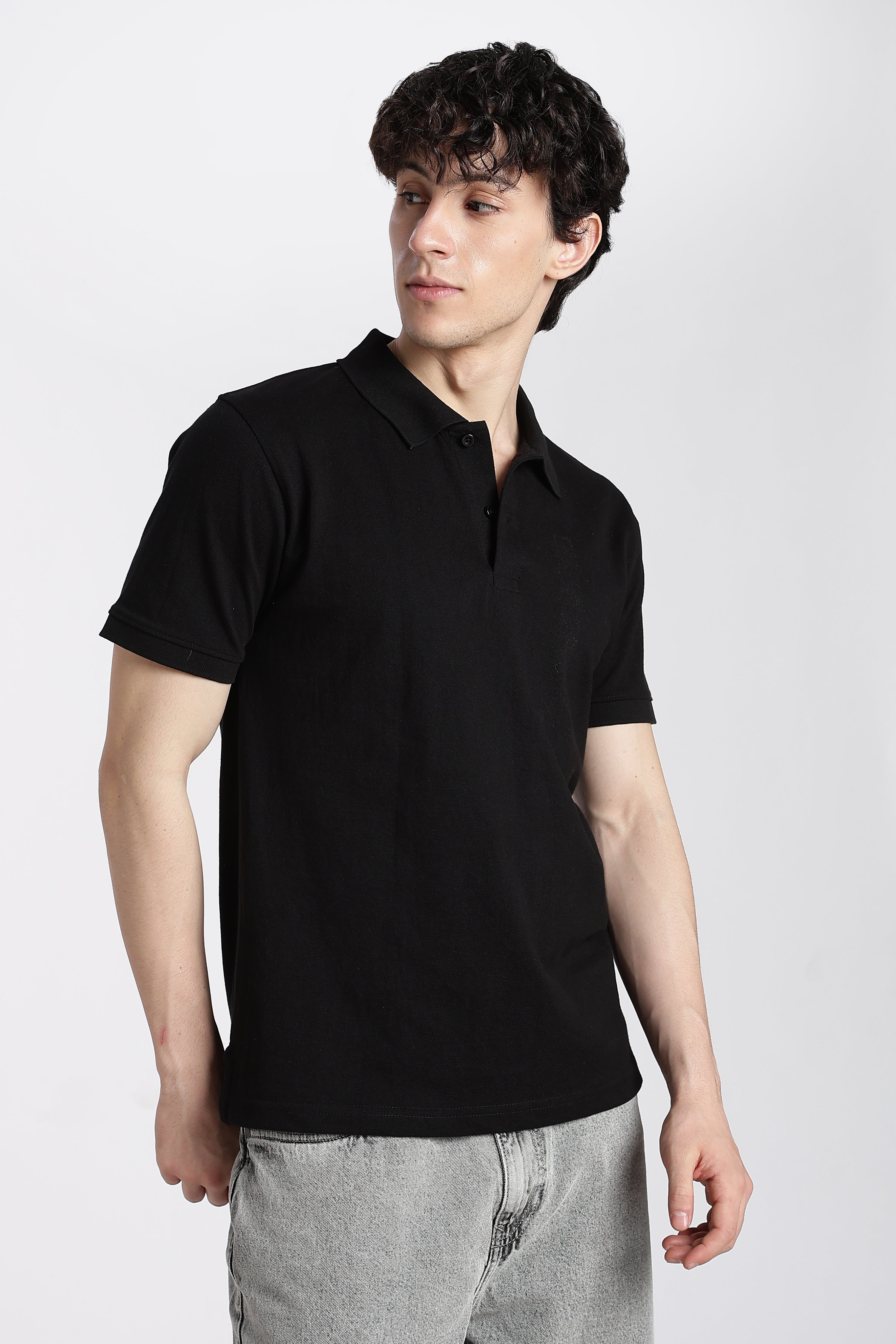 Black Everyday Regular Fit Polo T-Shirt for Men - Image 4