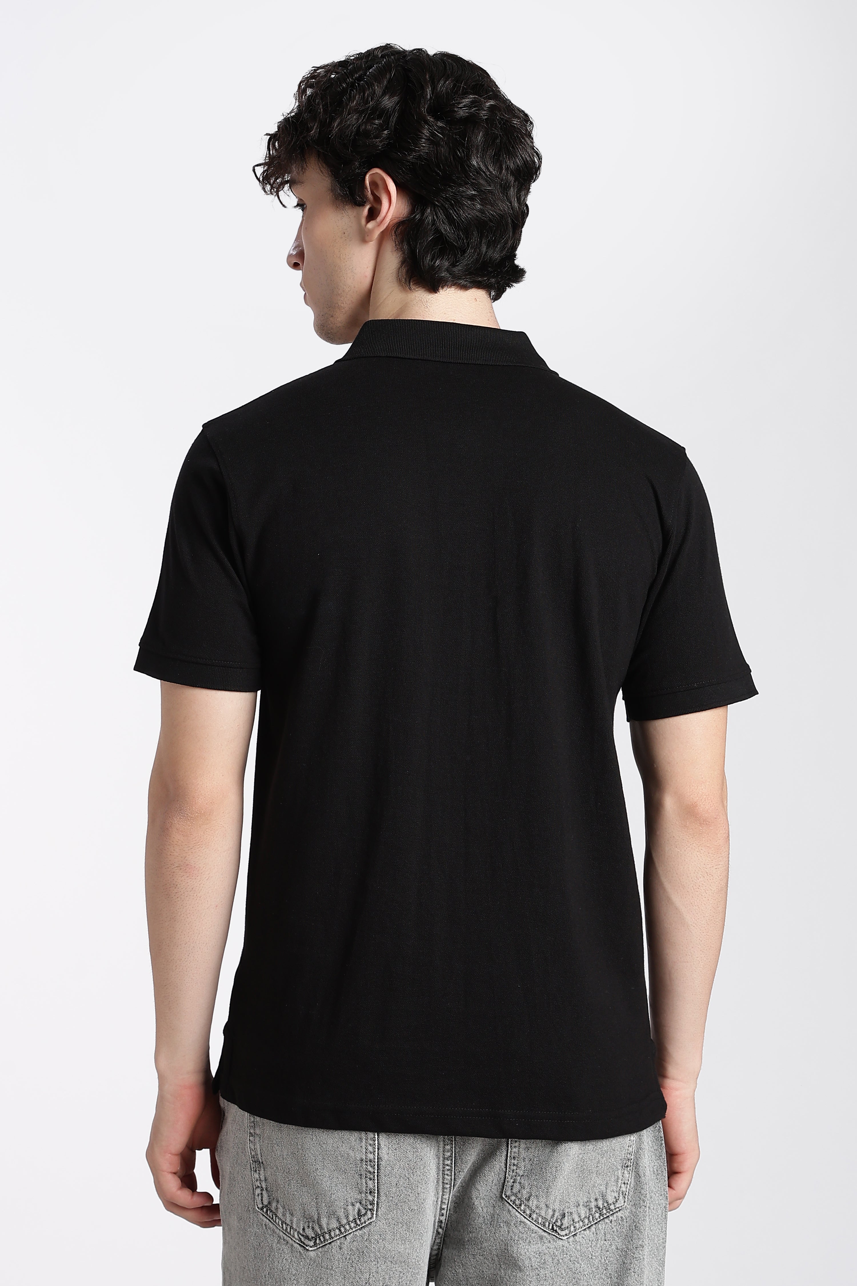 Black Everyday Regular Fit Polo T-Shirt for Men - Image 5