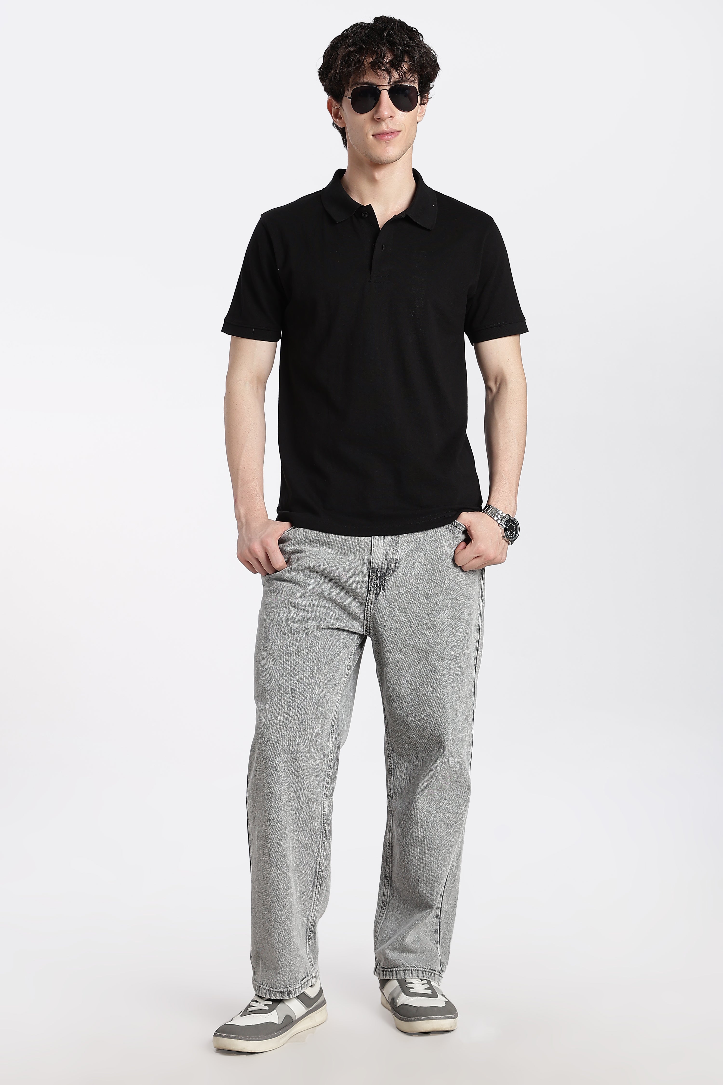 Black Everyday Regular Fit Polo T-Shirt for Men - Image 6