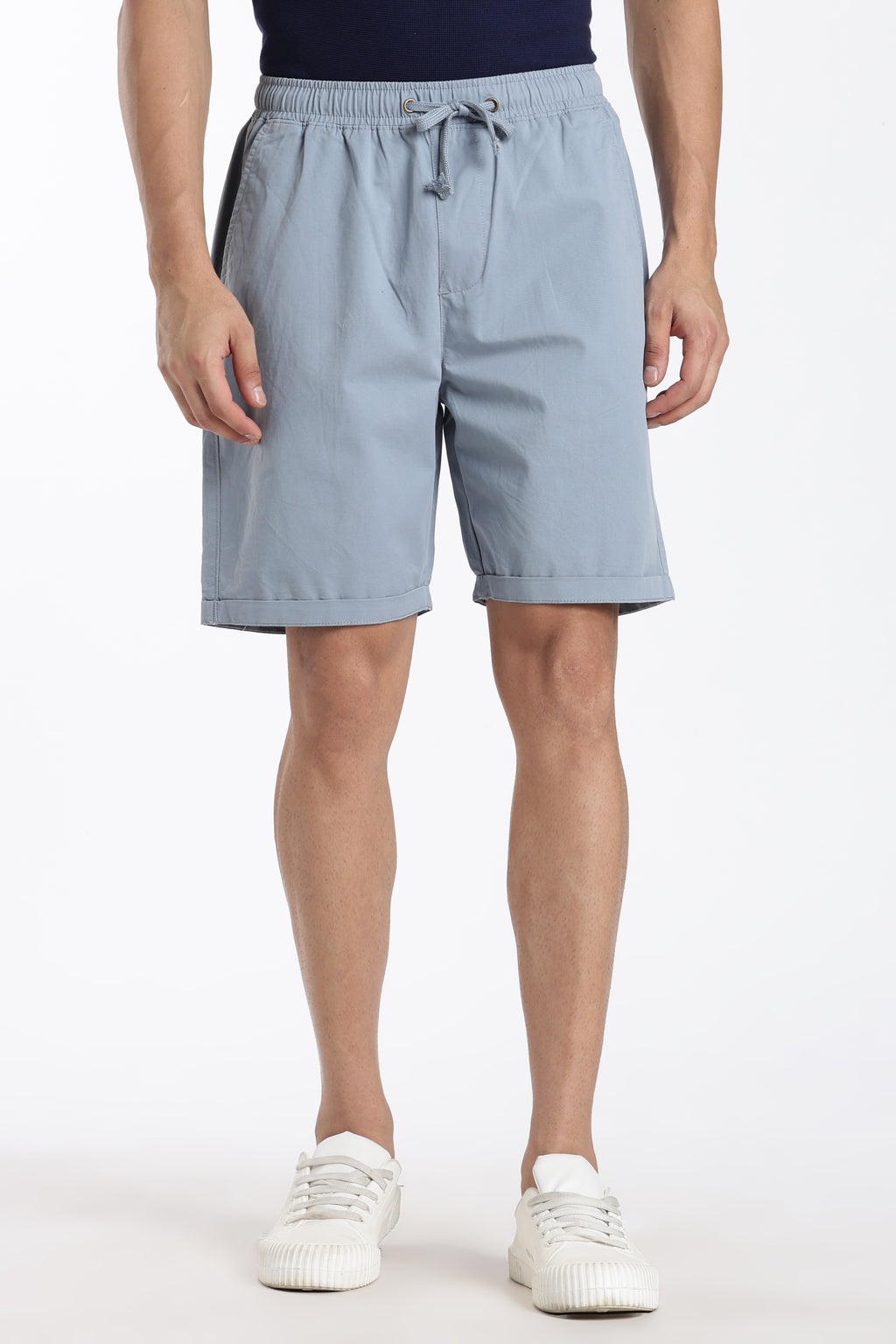 Blue Solid Oversized Fit Shorts for Men - Image 2