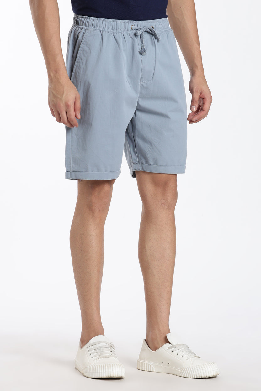 Blue Solid Oversized Fit Shorts For Men - Image 4