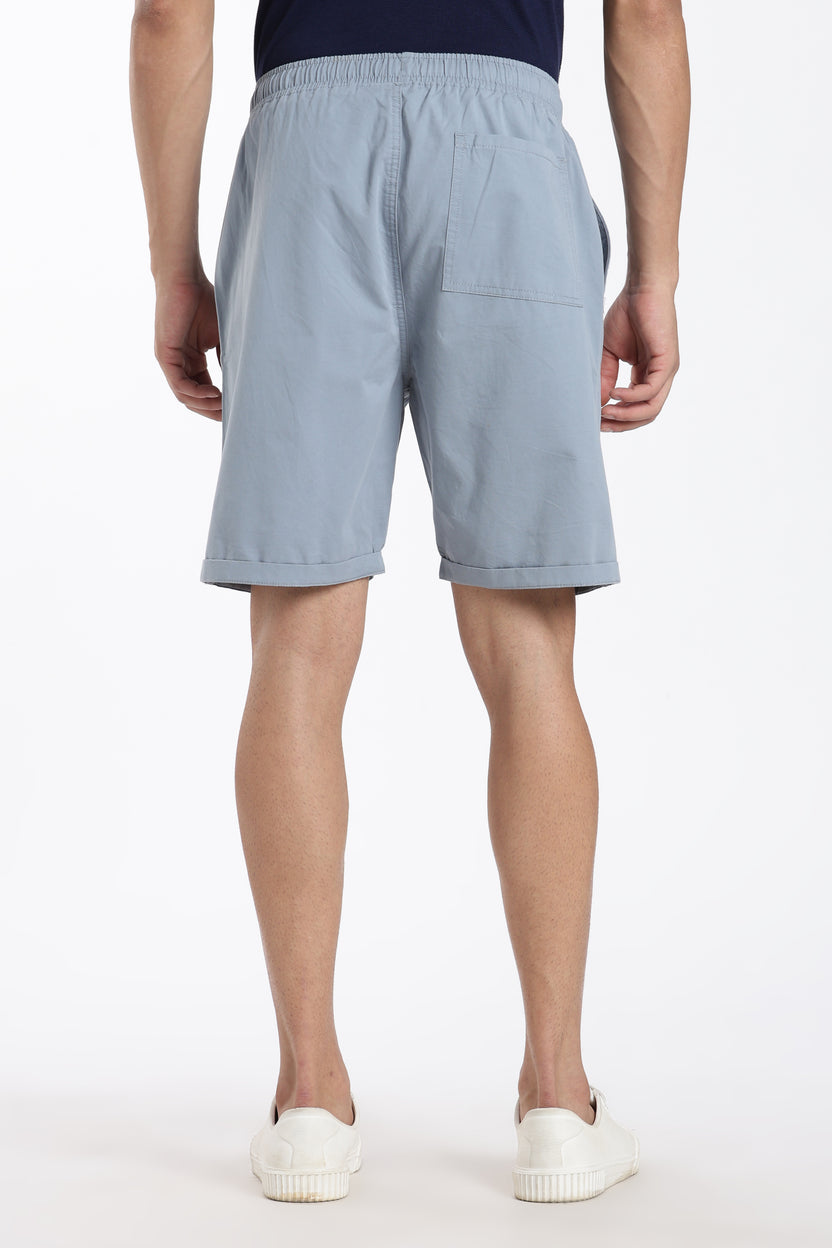 Blue Solid Oversized Fit Shorts For Men - Image 5