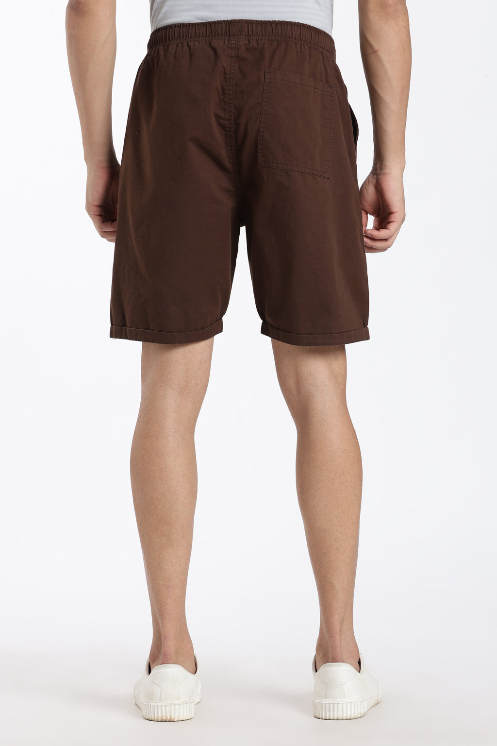 Brown Solid Oversized Fit Shorts for Men - Image 5