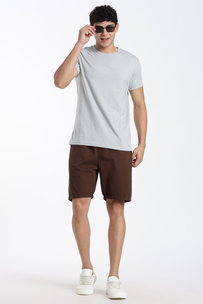 Brown Solid Oversized Fit Shorts For Men - Image 6
