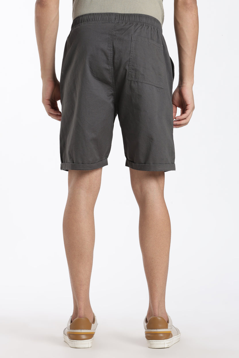Grey Solid Oversized Fit Shorts for Men - Image 5