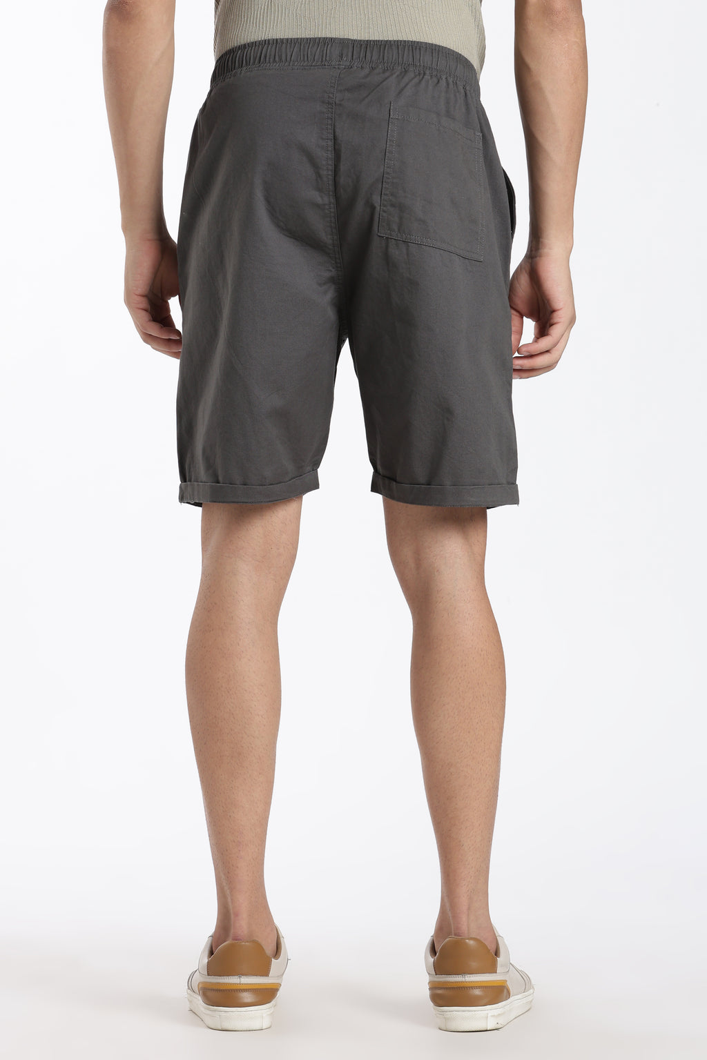Grey Solid Oversized Fit Shorts for Men - Image 5
