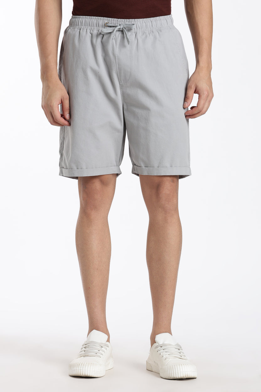 Grey Solid Boxy Fit Shorts For Men - Image 2