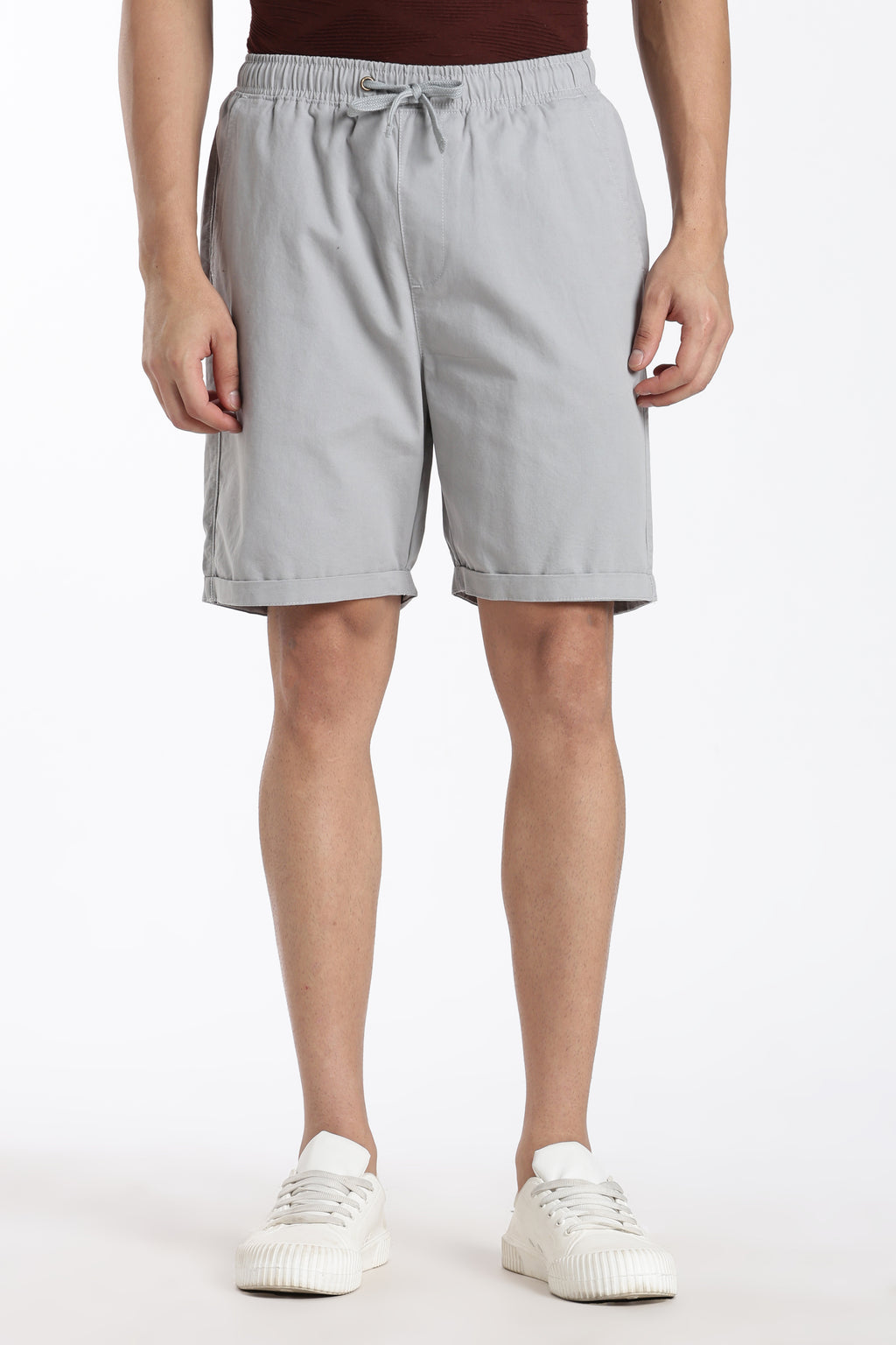 Grey Solid Boxy Fit Shorts for Men - Image 2