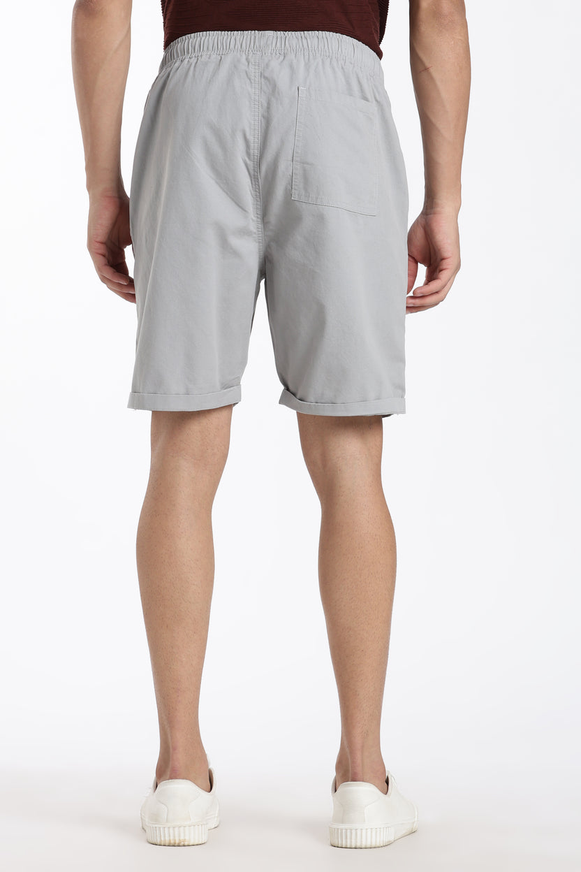 Grey Solid Boxy Fit Shorts For Men - Image 5