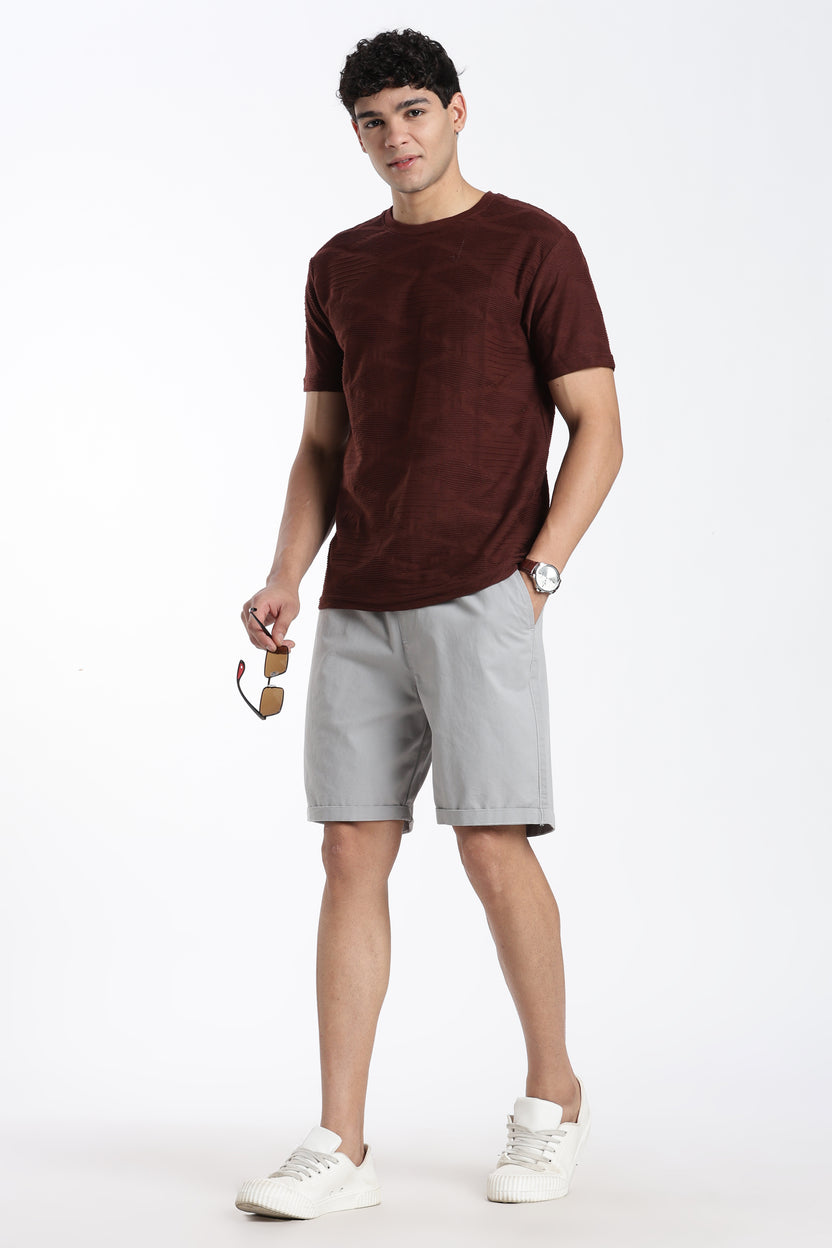 Grey Solid Boxy Fit Shorts For Men - Image 6