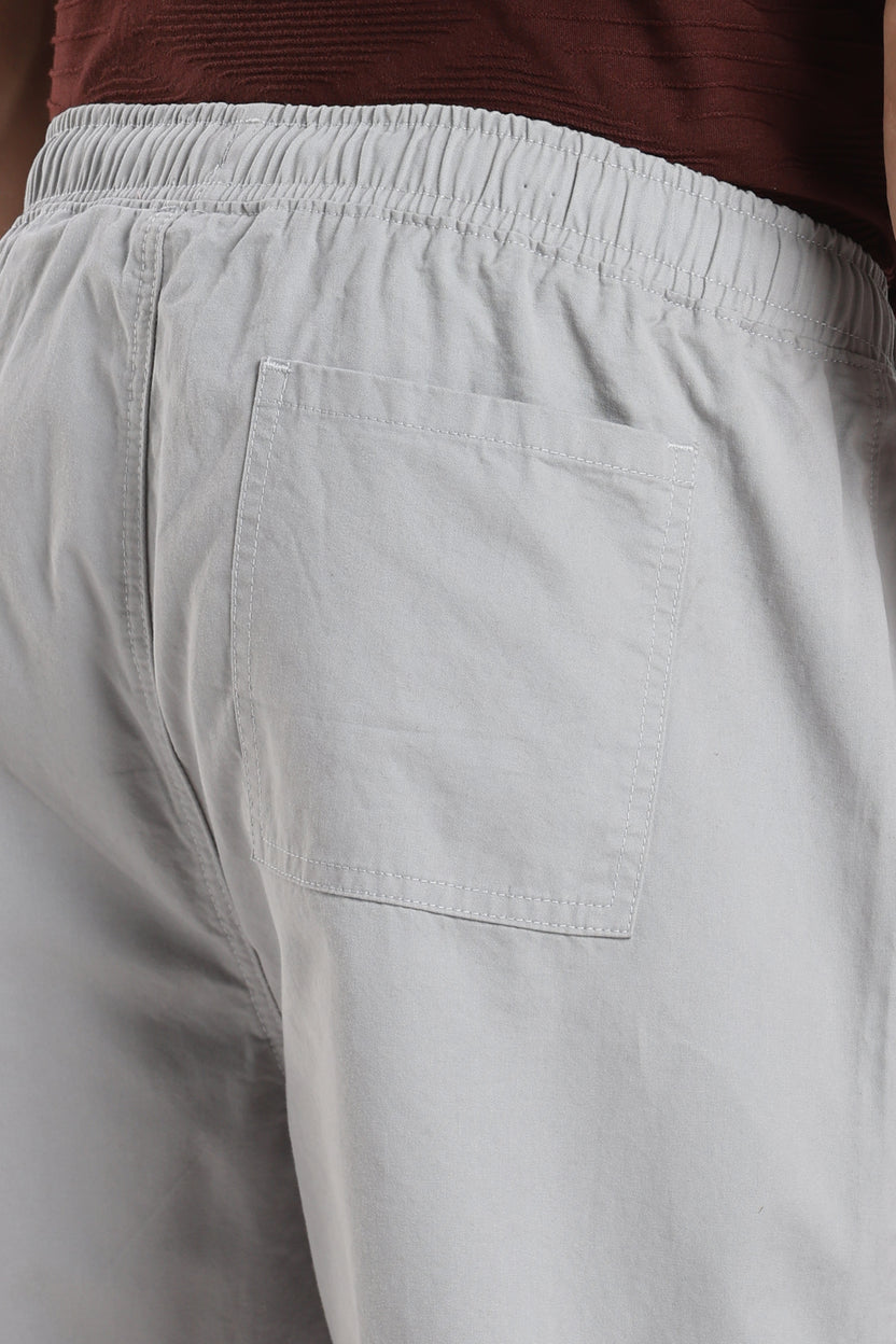 Grey Solid Boxy Fit Shorts For Men - Image 7