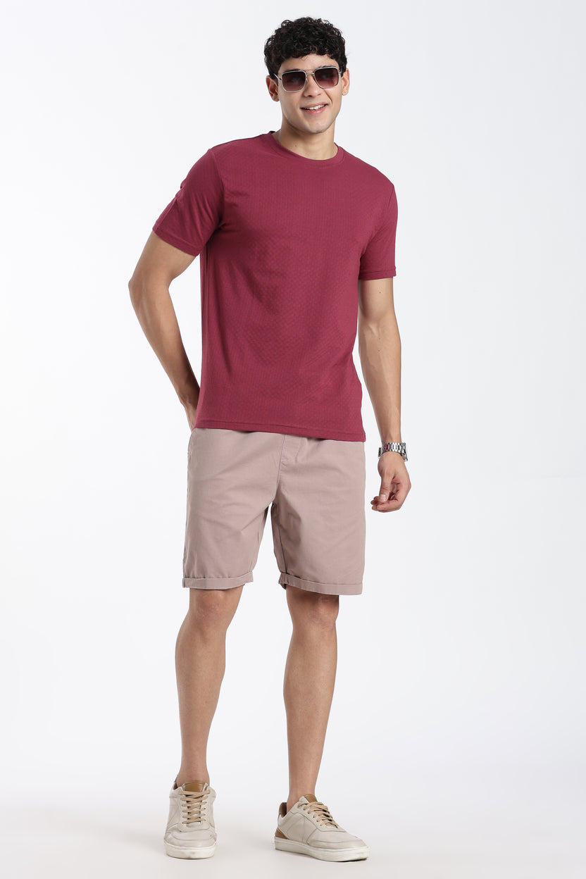 Mauve Solid Boxy Fit Shorts For Men - Image 6