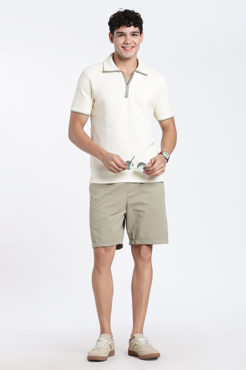Green Solid Oversized Fit Shorts For Men - Image 6