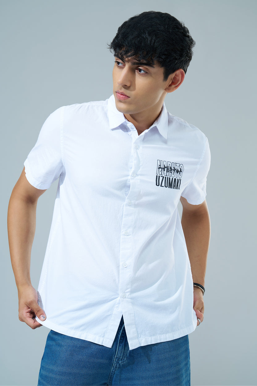 White Printed Regular Fit Casual Shirt for Men - Image 2