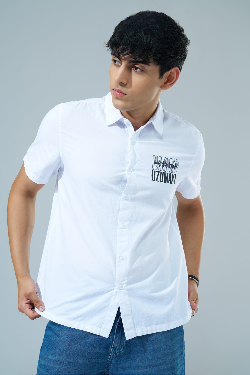 White Printed Regular Fit Casual Shirt for Men - Image 2