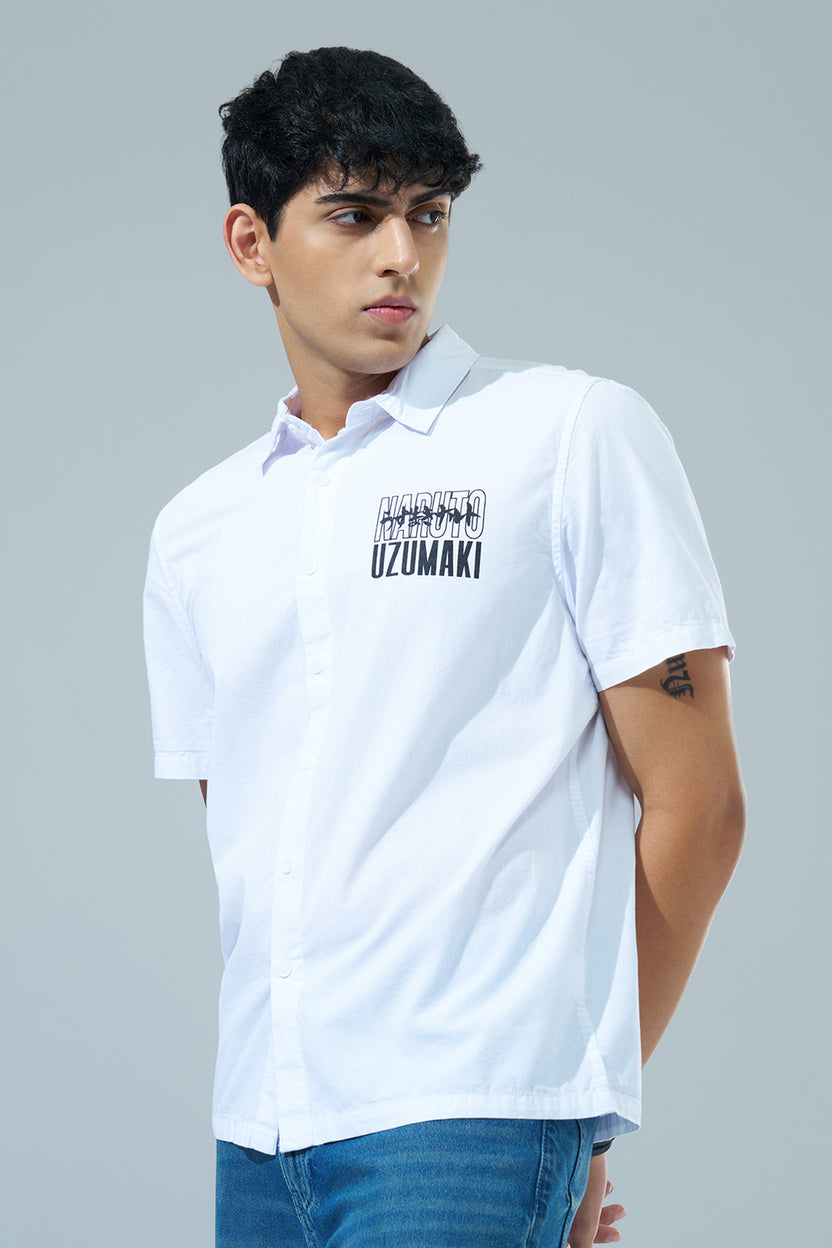 White Printed Regular Fit Casual Shirt for Men - Image 4