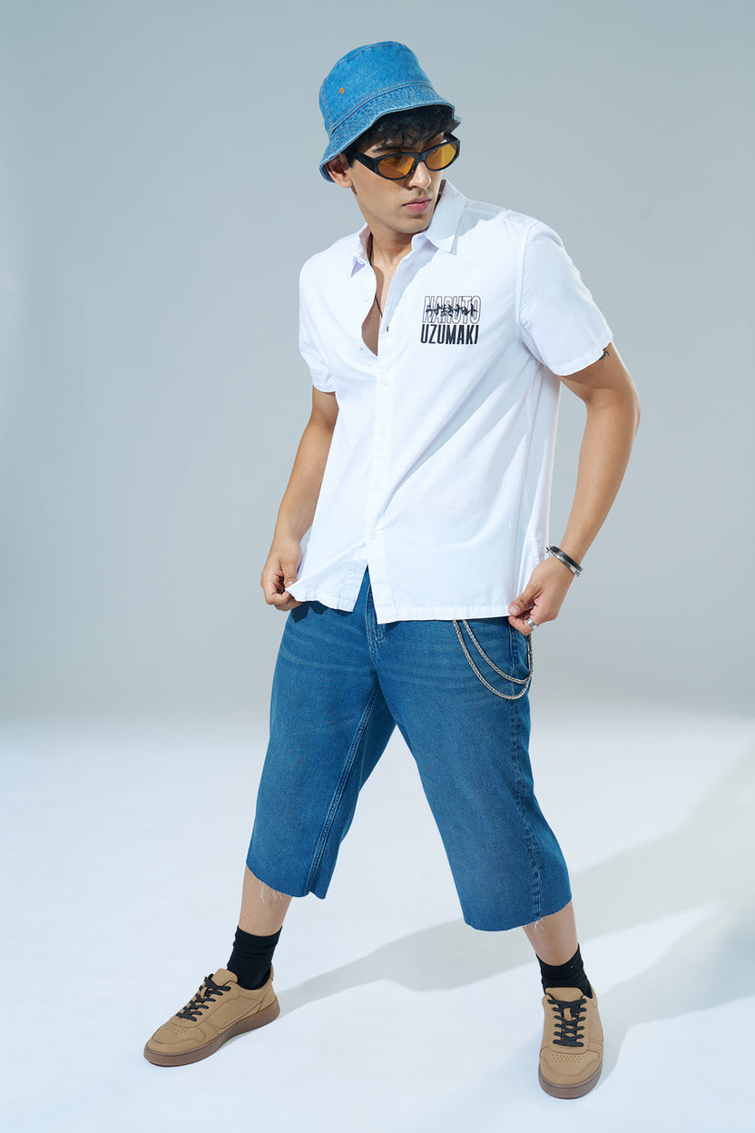 White Printed Regular Fit Casual Shirt for Men - Image 6