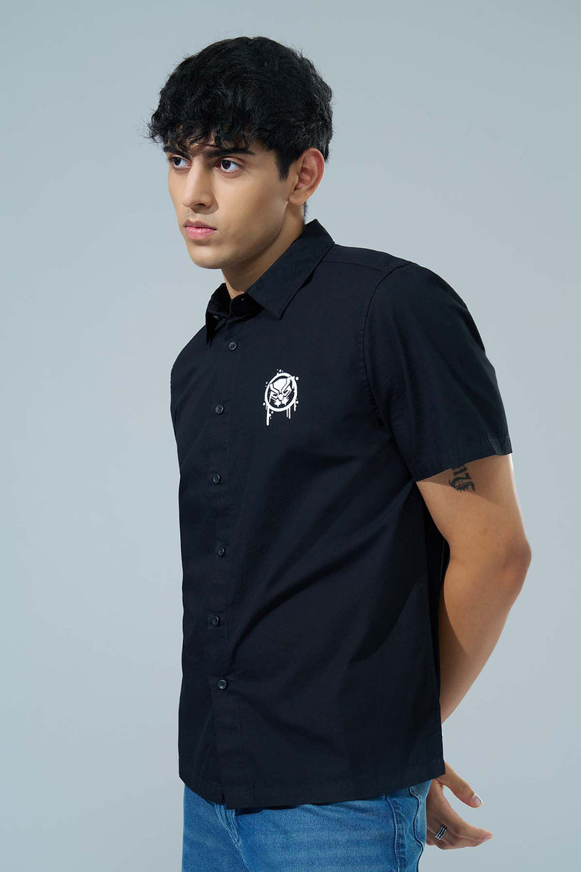 Black Printed Boxy Fit Casual Shirt for Men - Image 2