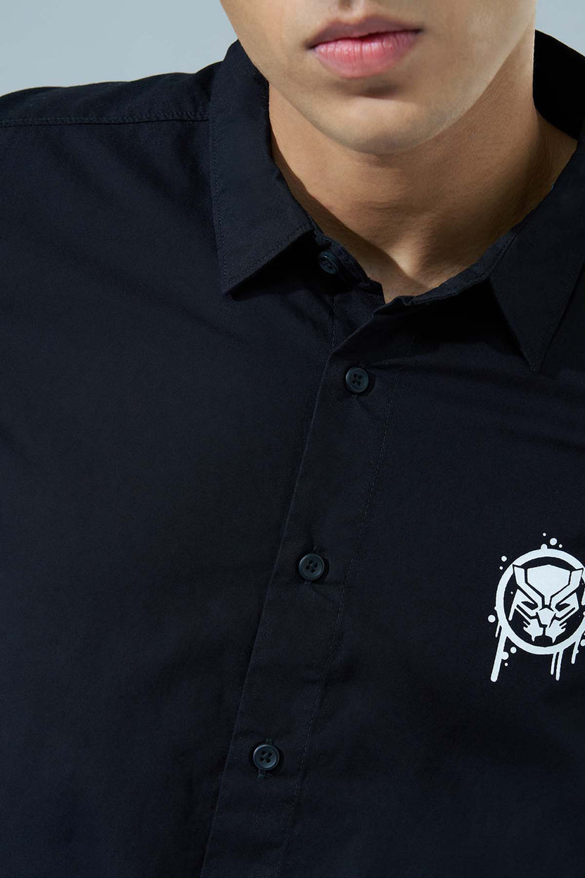Black Printed Boxy Fit Casual Shirt for Men - Image 5