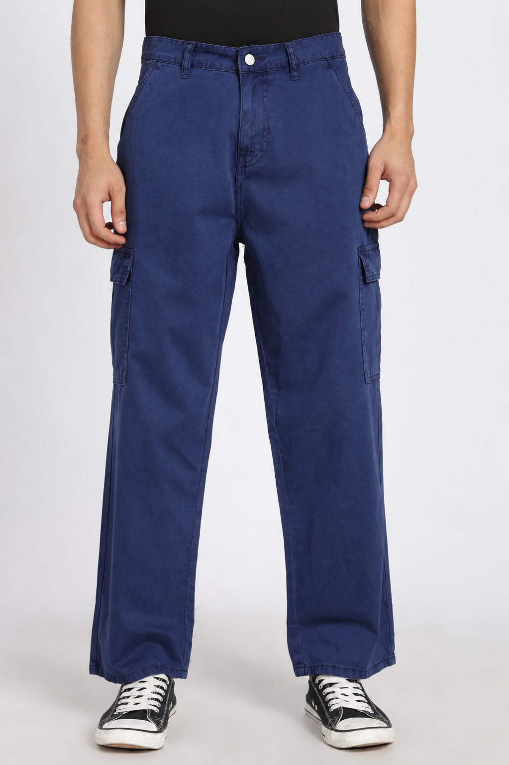 Blue Solid Carpenter Fit Trouser for Men - Image 2