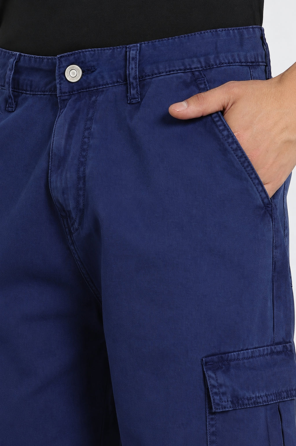 Blue Solid Carpenter Fit Trouser for Men - Image 3