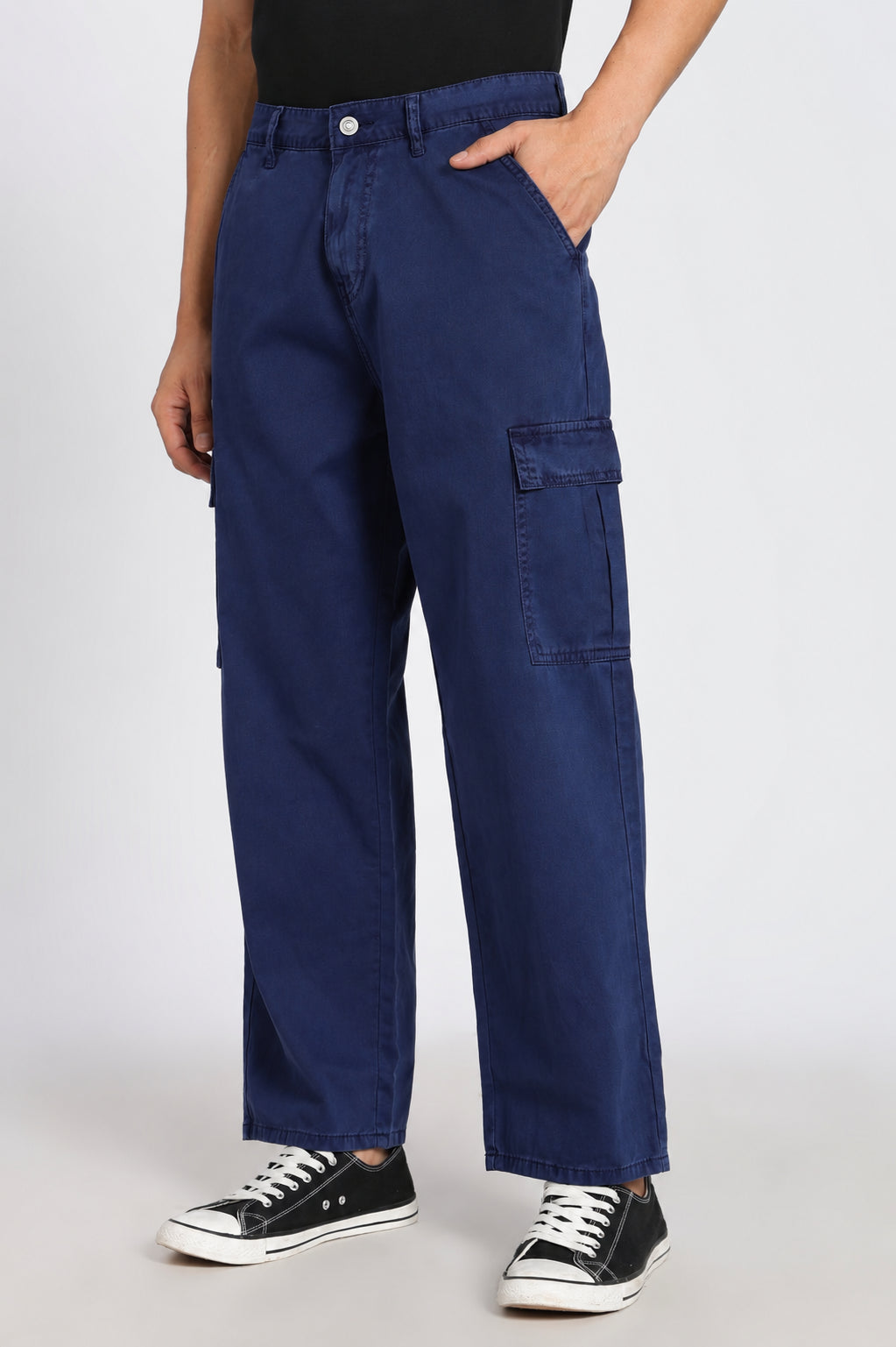 Blue Solid Carpenter Fit Trouser for Men - Image 4