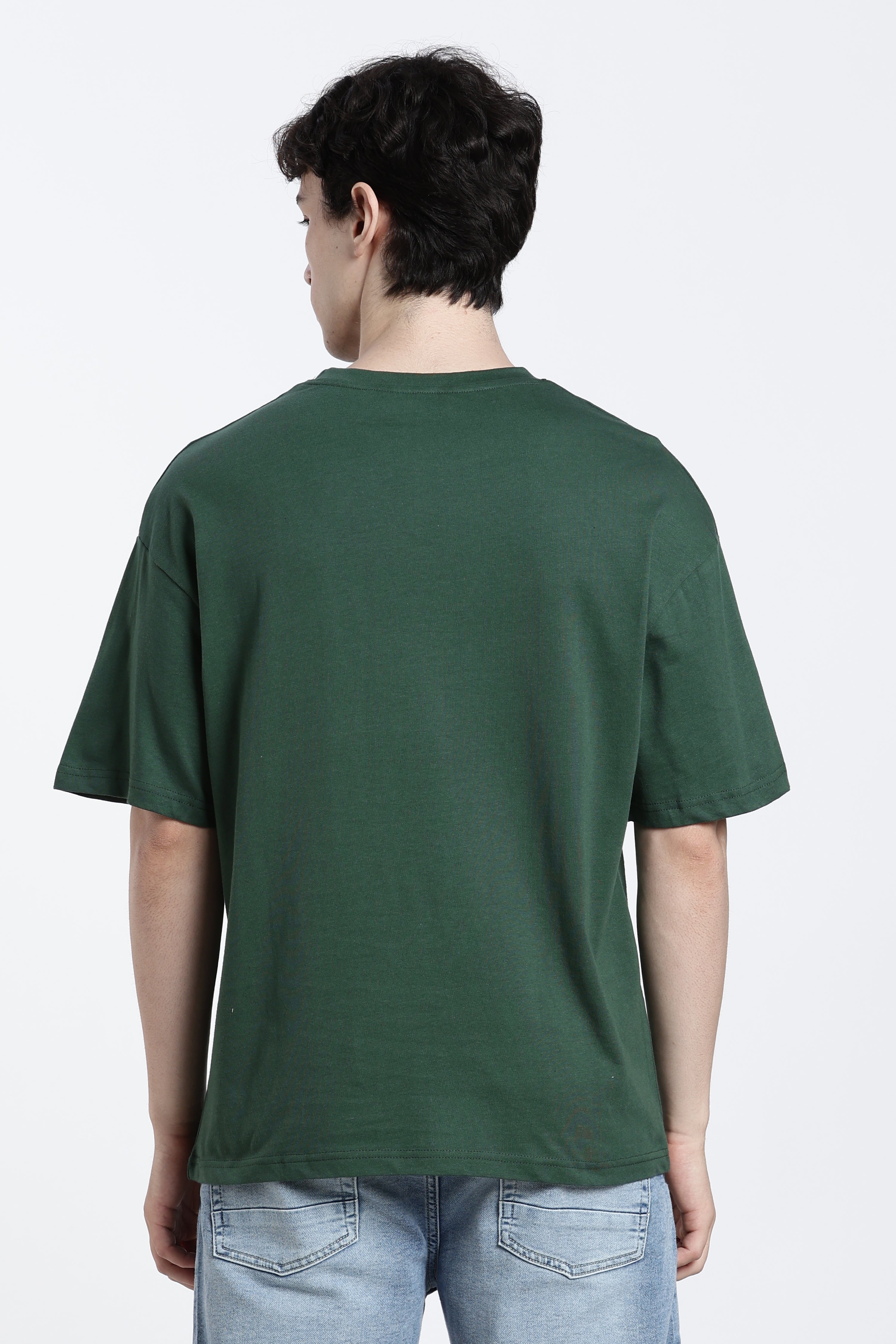 Green Graphic Printed Oversized Fit T-Shirt for Men - Image 5