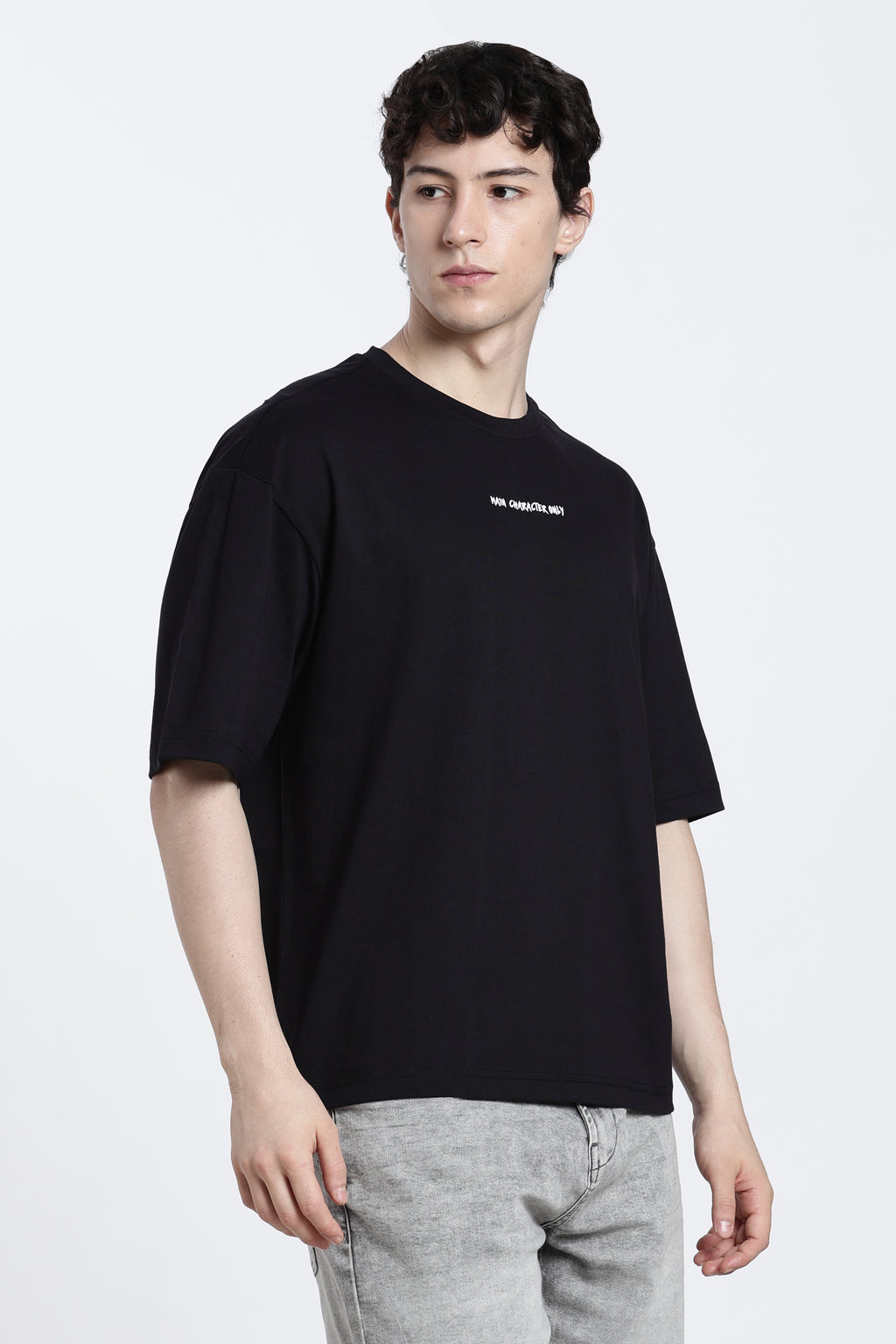 Black Printed Oversized Fit T-Shirt for Men - Image 4