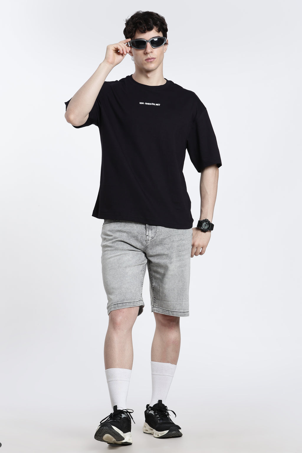 Black Printed Oversized Fit T-Shirt for Men - Image 6