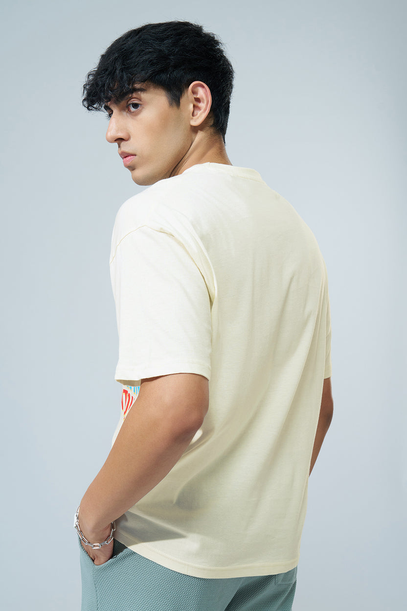 Off White Typographic Printed Oversized Fit T-Shirt For Men - Image 5