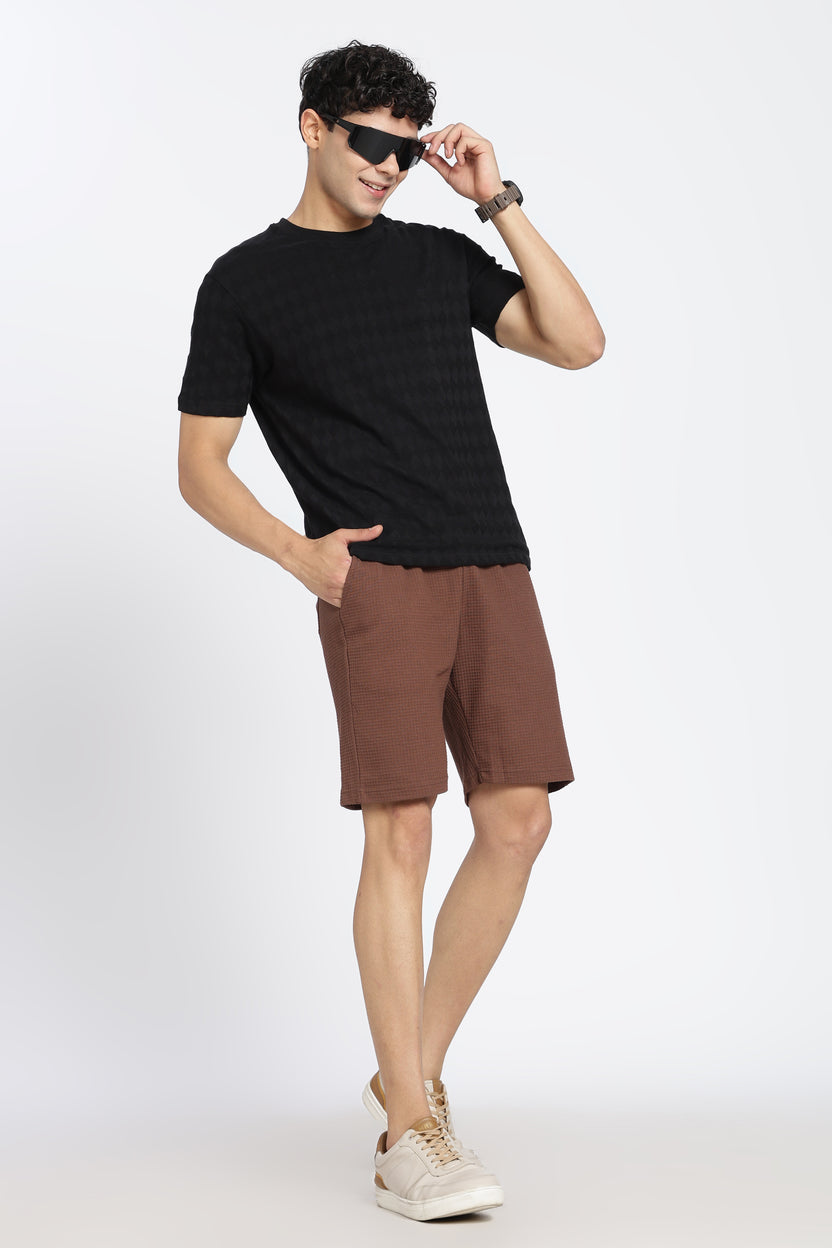 Brown 3 Pocketed Regular Fit Shorts For Men - Image 6