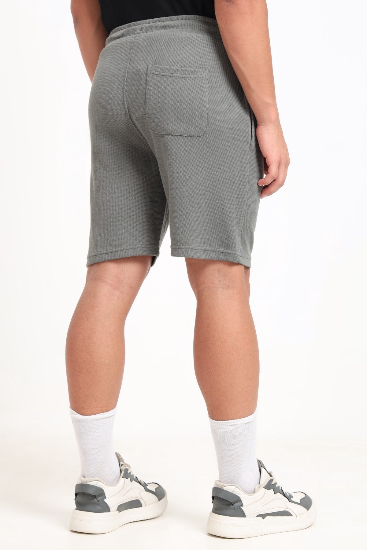 Grey Solid Regular Fit Shorts for Men - Image 5