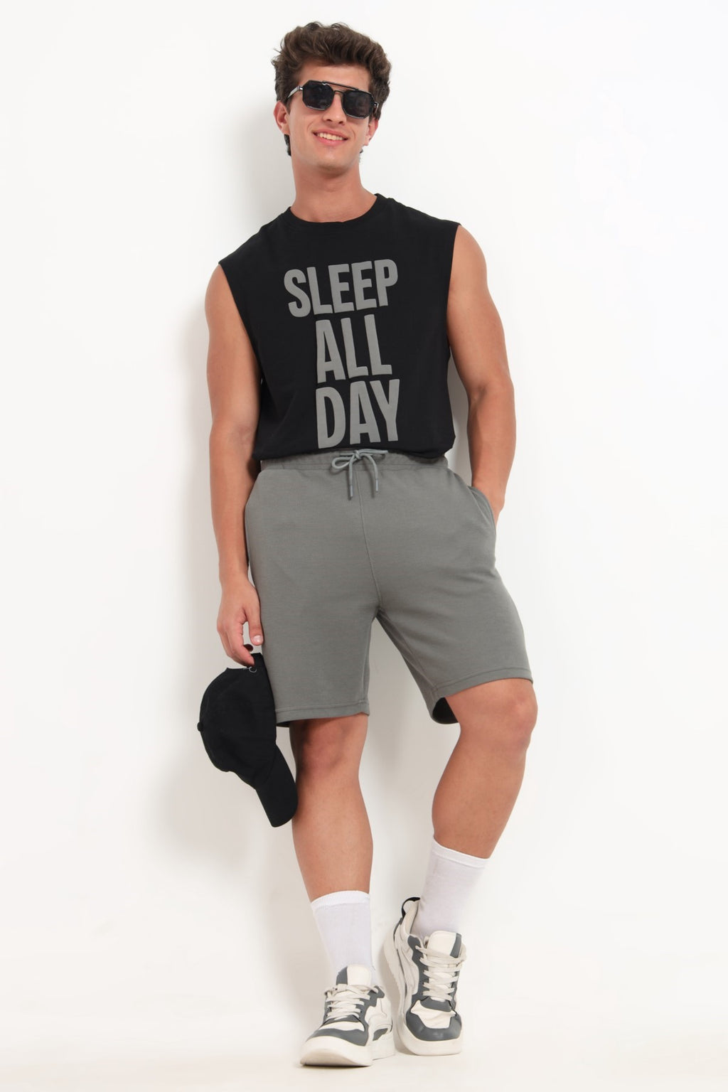 Grey Solid Regular Fit Shorts for Men - Image 6