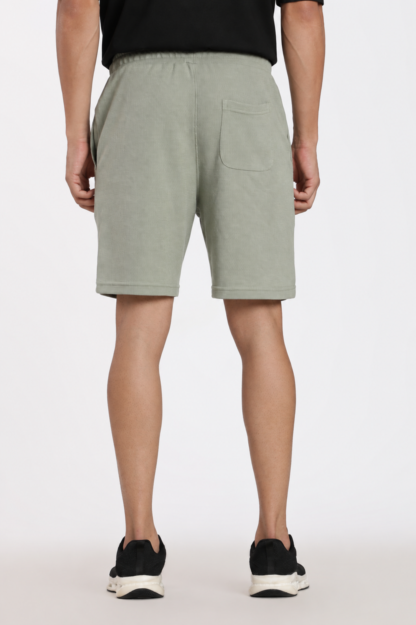 Light Green Solid Regular Fit Shorts for Men - Image 5