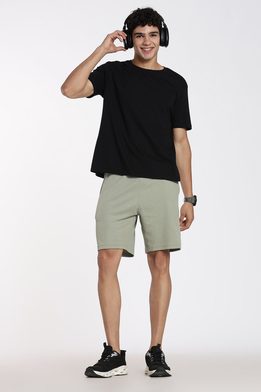 Light Green Solid Regular Fit Shorts for Men - Image 6