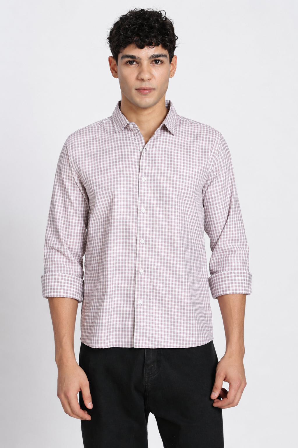 Off White Cotton Blend Regular Fit Shirt for Men - Image 2