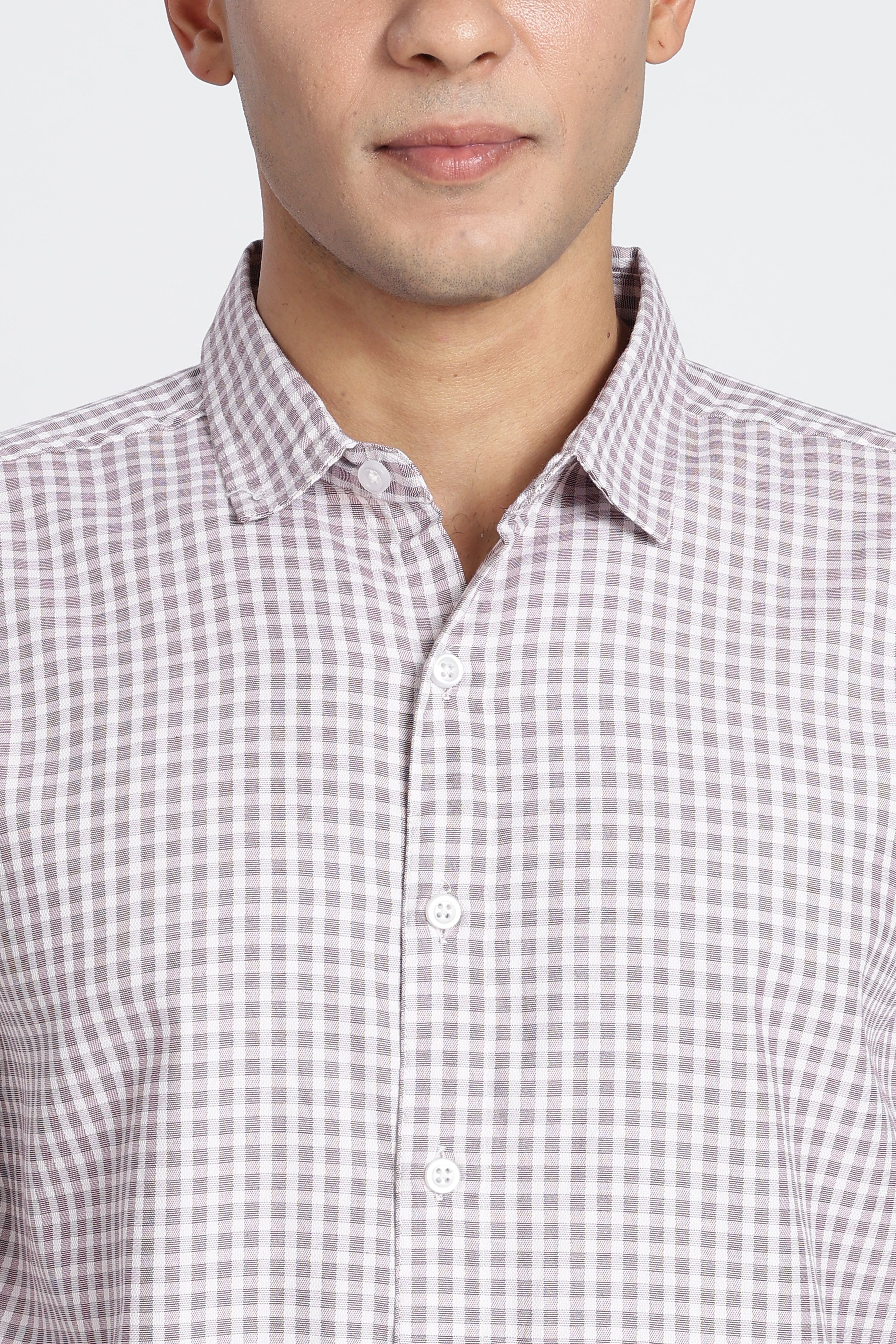 Off White Cotton Blend Regular Fit Shirt for Men - Image 3