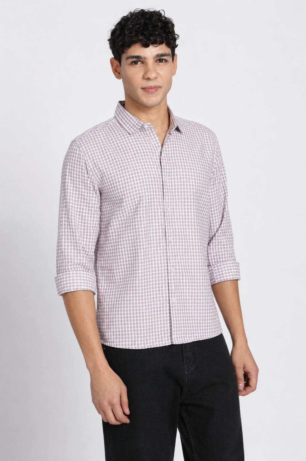 Off White Cotton Blend Regular Fit Shirt for Men - Image 4
